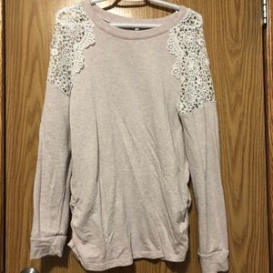 Lace shoulder sweater
